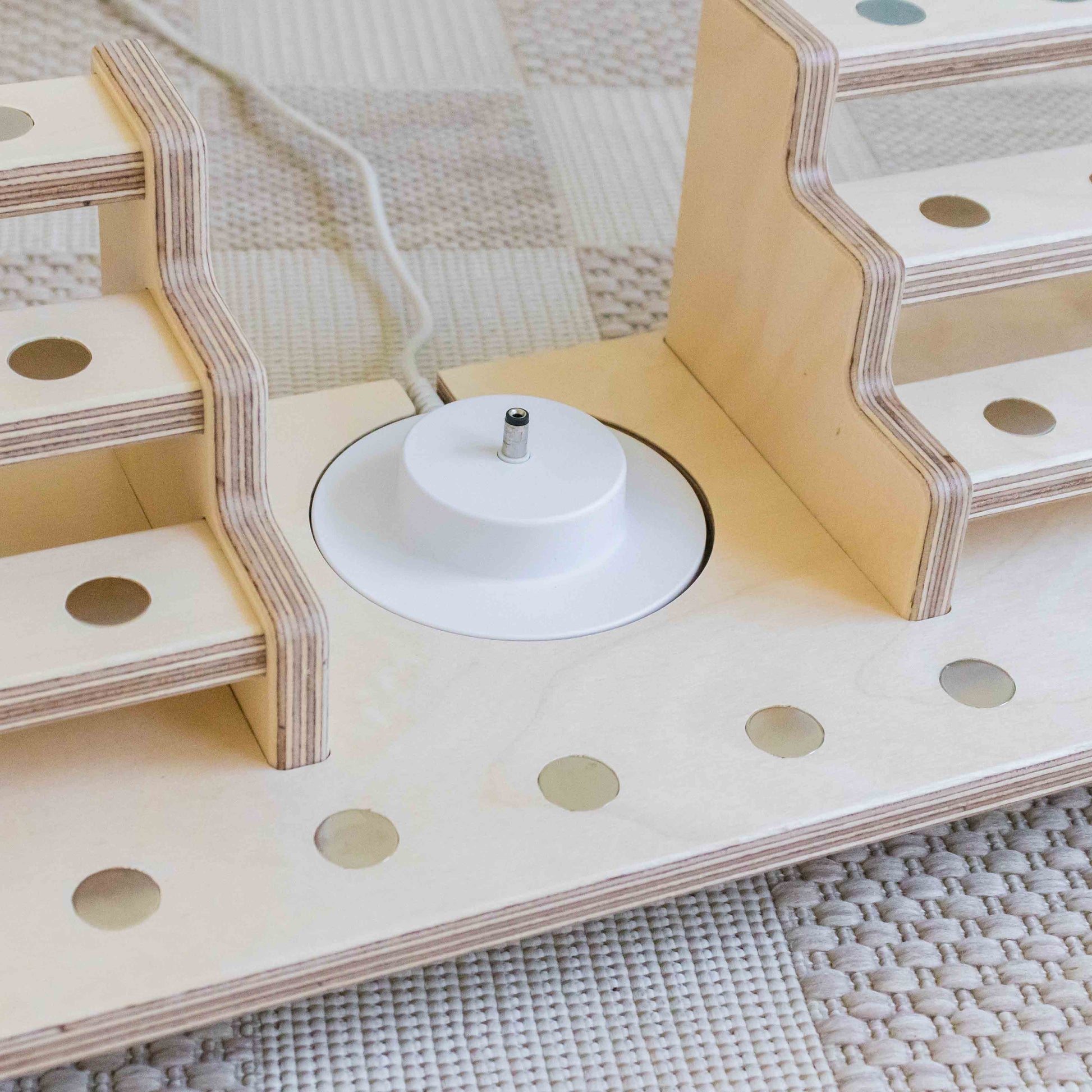 Stair stepped display for figures. 