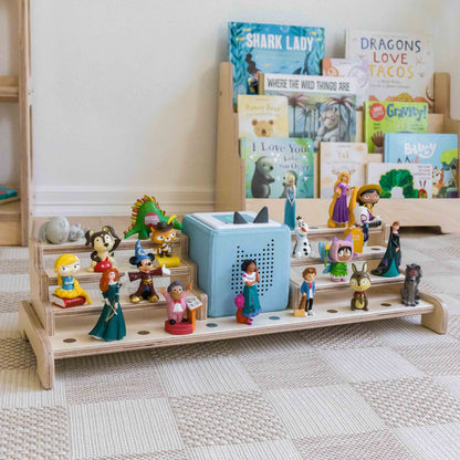 Large wooden Tonie display designed to hold 36 Tonies.