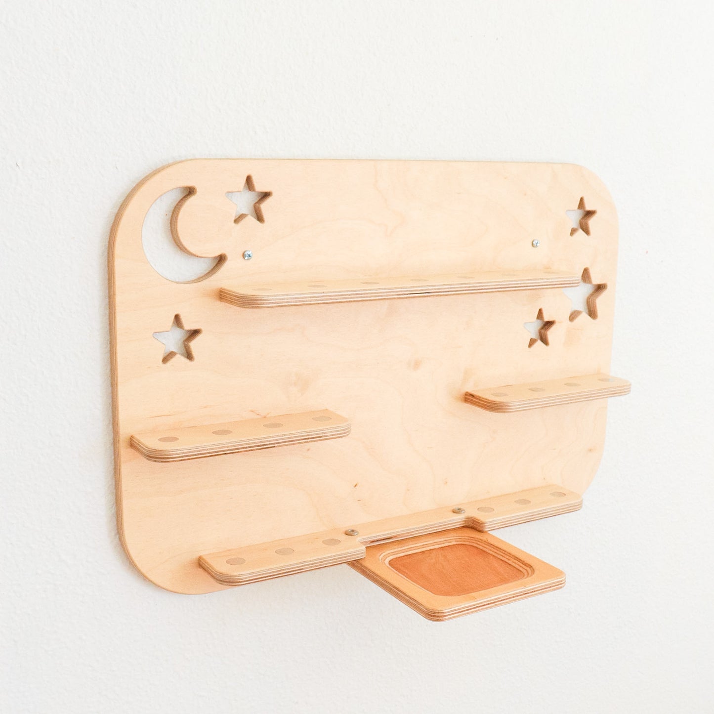 Wooden shelf made to hold tonie figures 