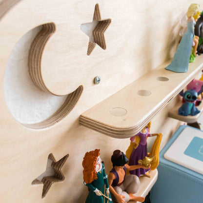 Moon and stars themed kids tonie wall shelf