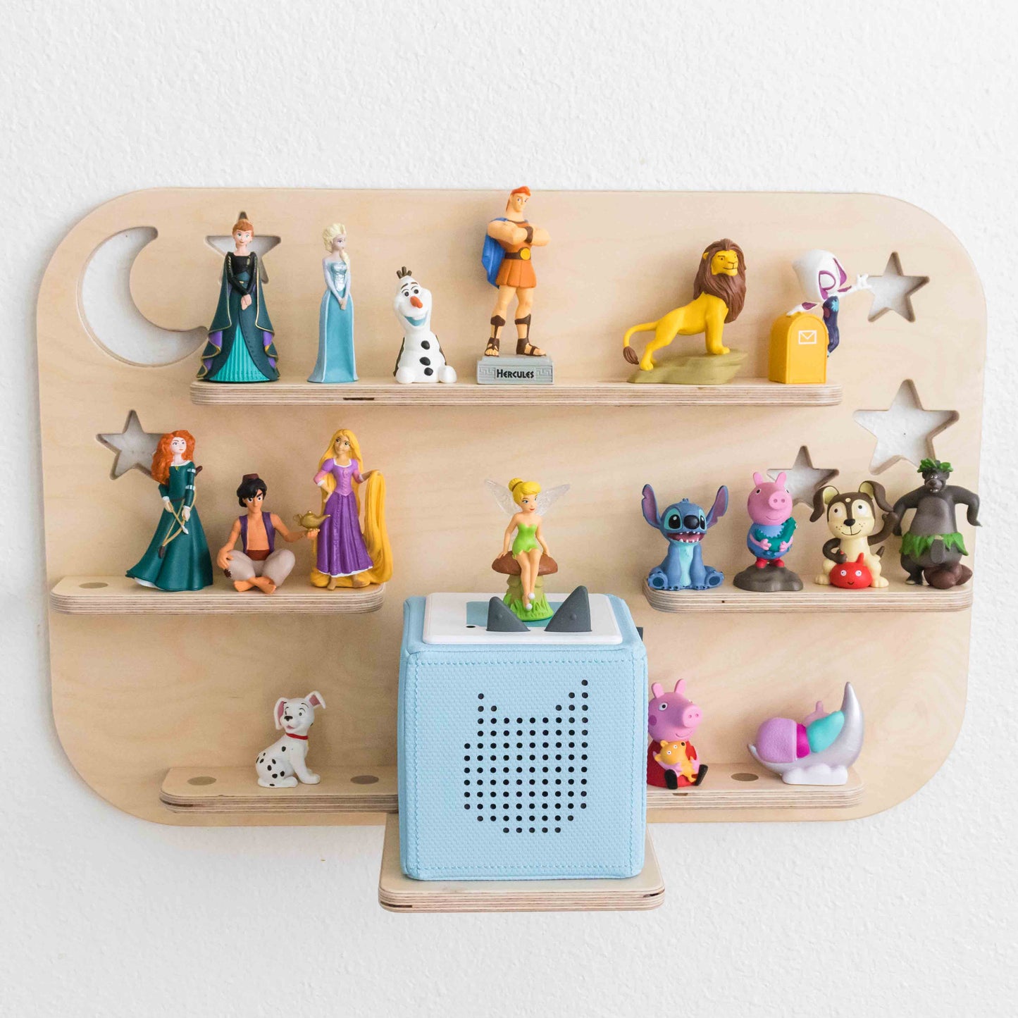Moon and stars themed kids tonie wall shelf
